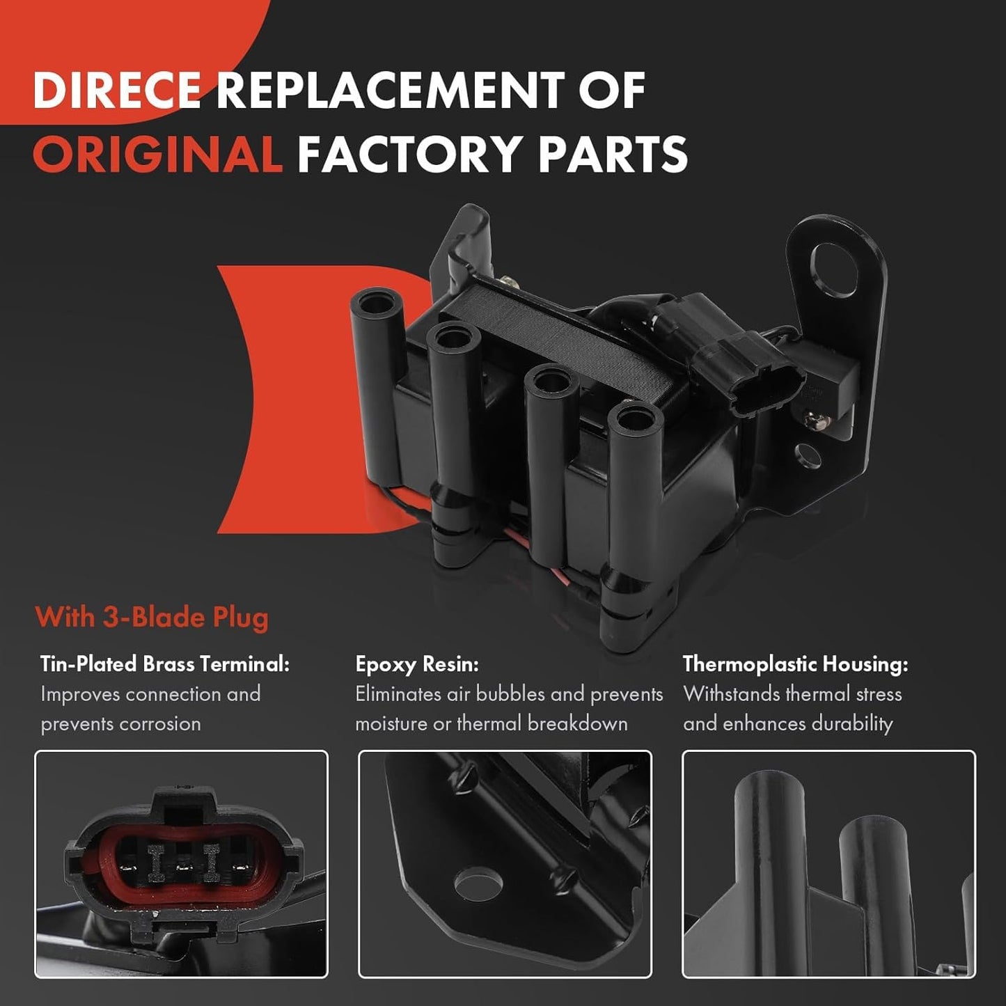 A-Premium 1 Ignition Coils with 5 Wire and 4 Iridium Spark Plugs Compatible with Hyundai Accent 1995 1996 1997 1998 1999 1.5L