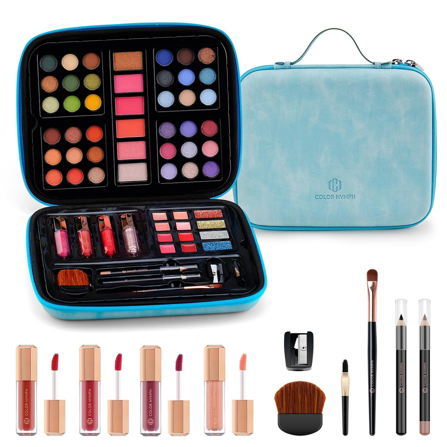 Color Nymph Makeup for Teens with Reusable Pink Handbag, All In One Girls Makeup Sets Makeup Kits for Girls Women with Eyeshadow Blushes Bronzer Highlighter Lipgloss