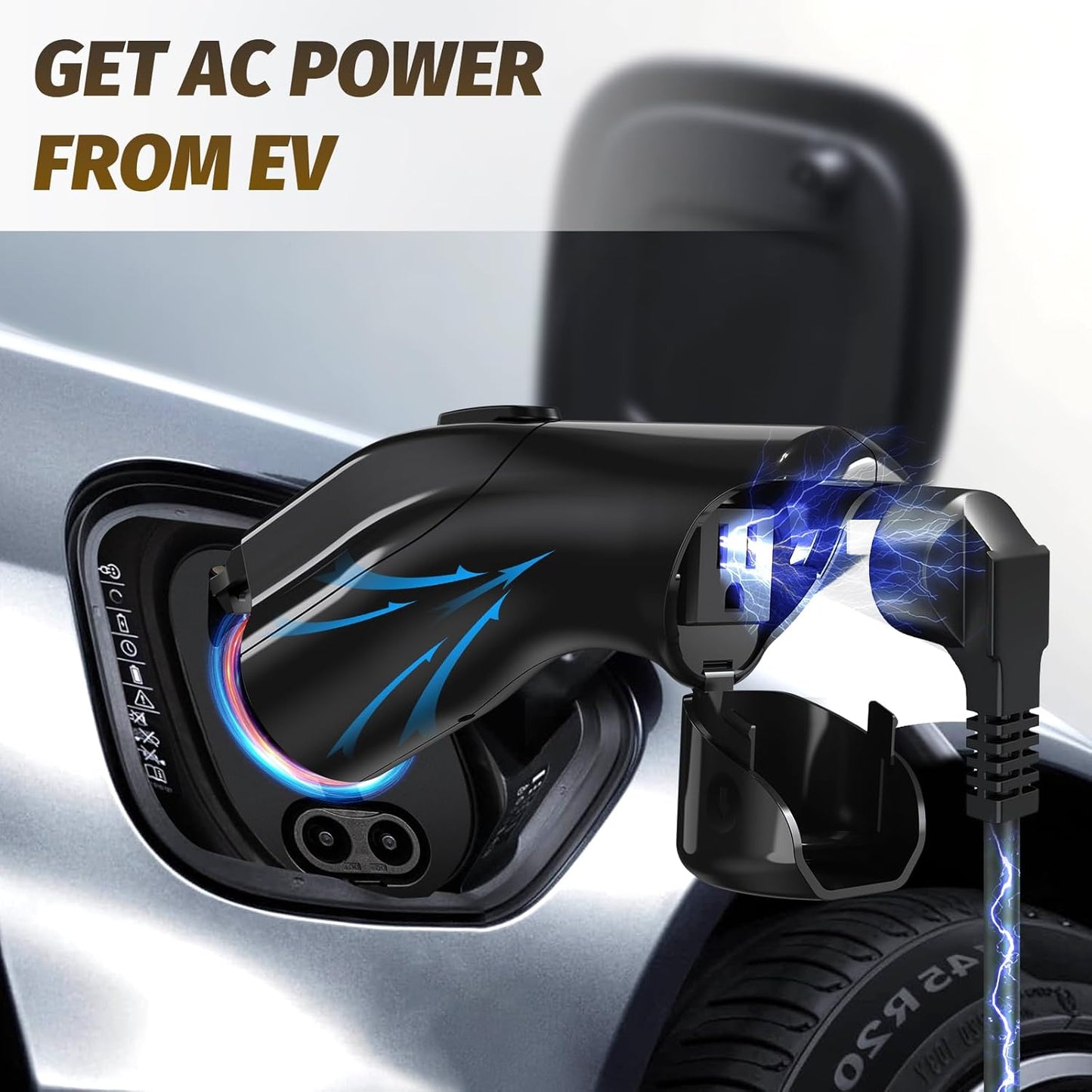 V2L Adapter Compatible with Hyundai IONIQ 5 & IONIQ 6, Kia EV 6. Power Your Devices by Using Your Car Battery, for Camping, Emergency Use
