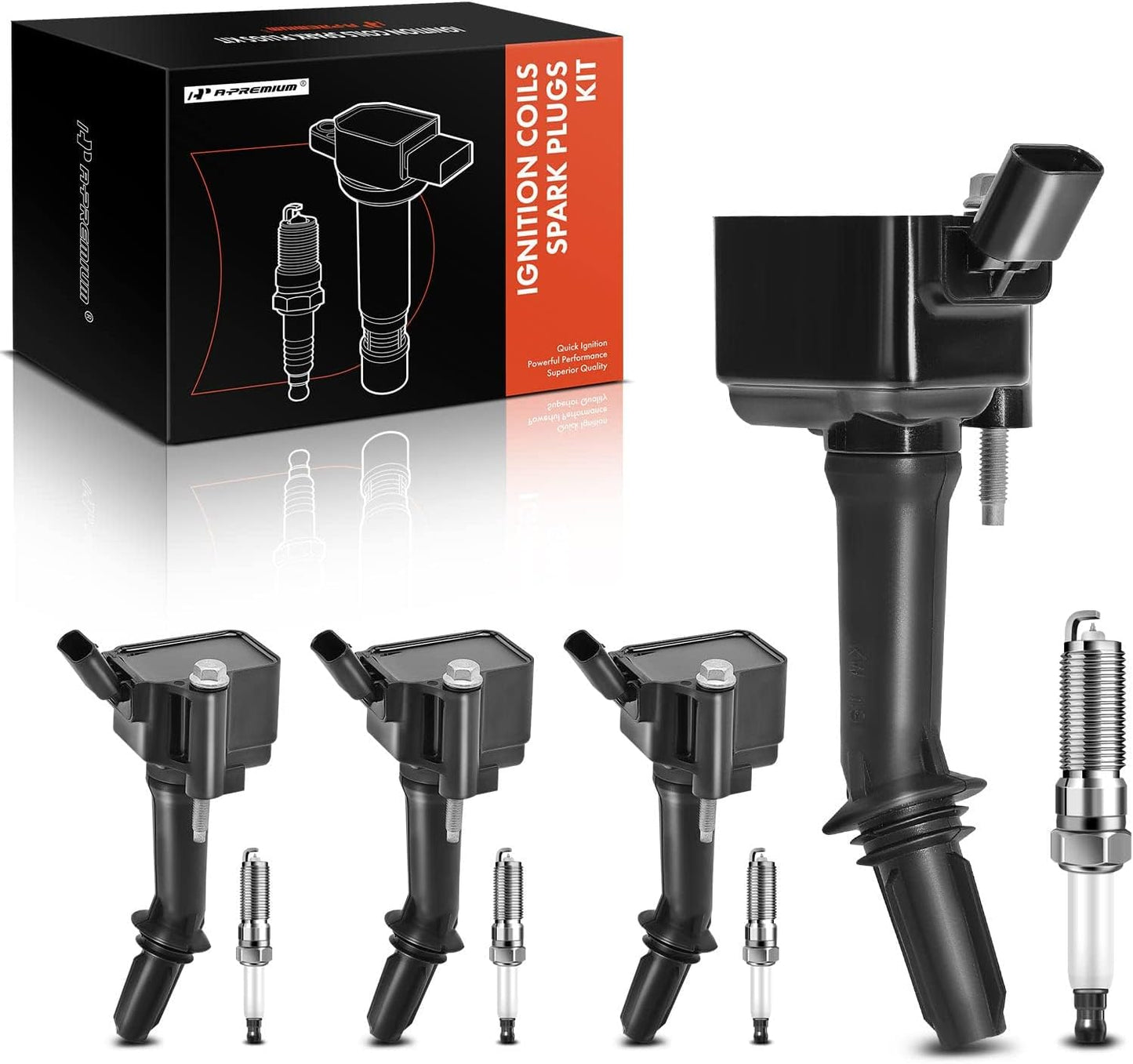 A-Premium Set of 4 Ignition Coil Pack and Iridium Spark Plugs Compatible with Chevrolet Equinox 2018-2020, Malibu 2016-2020, Cruze 2016-2019 & GMC Terrain 2018-2020 & Buick Encore 2016-2019, 1.4L 1.5L