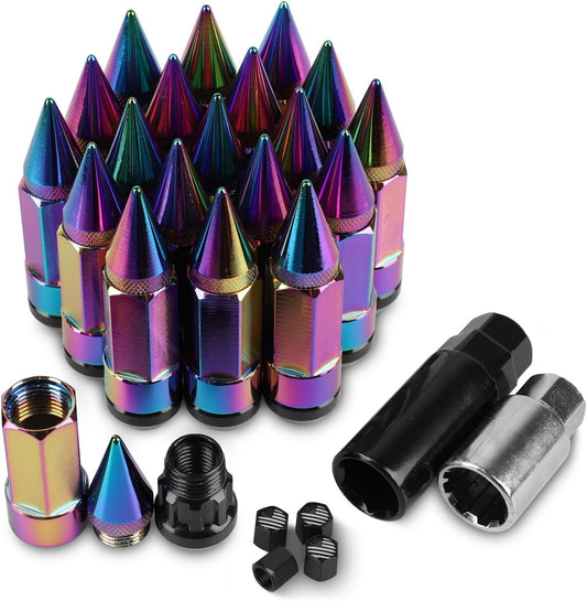 20PCS M12x1.5 Anti Theft Wheel Spikes Lug Nut,Replacement for 2006-2019 Fusion,2012-2019 Focus,2001-2019 Escape Aftermarket Wheel(Neo Chrome)