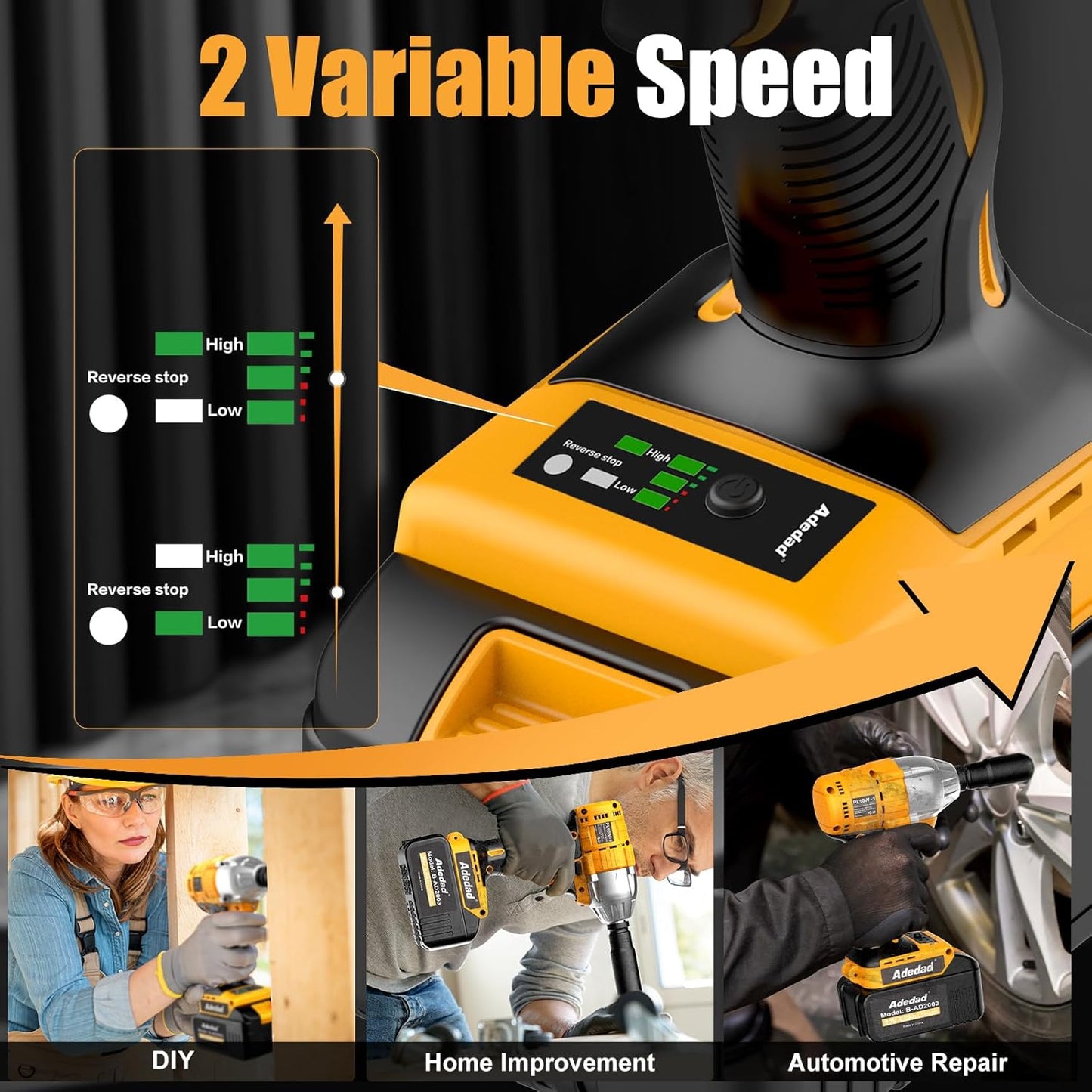 Brushelss Power Impact Wrench with 4.0AH Battery 1/2 inch Cordless Impact Gun Lightweight 20V Impact Driver for Car,Home,DIY 406N.m