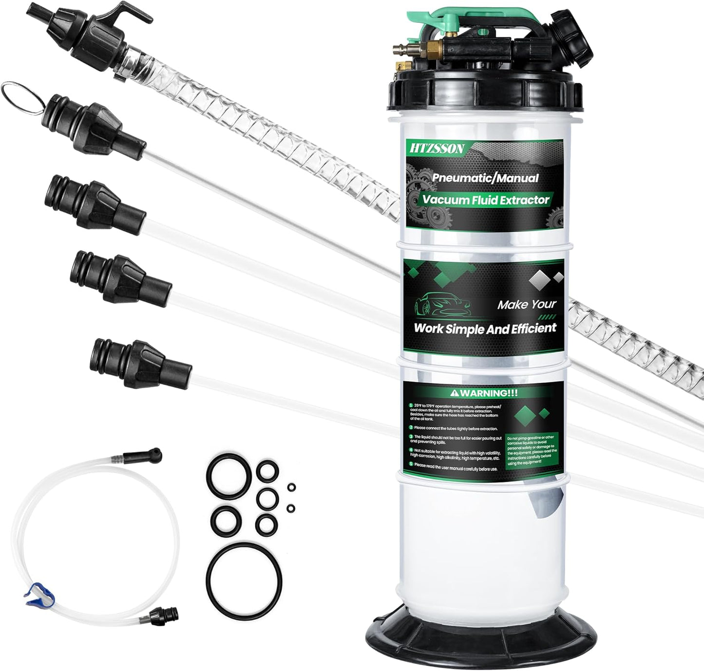 9.5 L/2.5 Gallon Oil Extractor Pump Pneumatic/Manual, Fluid Extractor Oil Change Pump Extractor with 5 Tubes and A Brake Bleeding Hose for Automotive, Boats