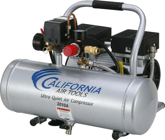 California Air Tools 2010A 1.0 HP Ultra Quiet and Oil-Free Air Compressor, 2 Gallon Aluminum Tank, 60 dBA Noise Level, Silver