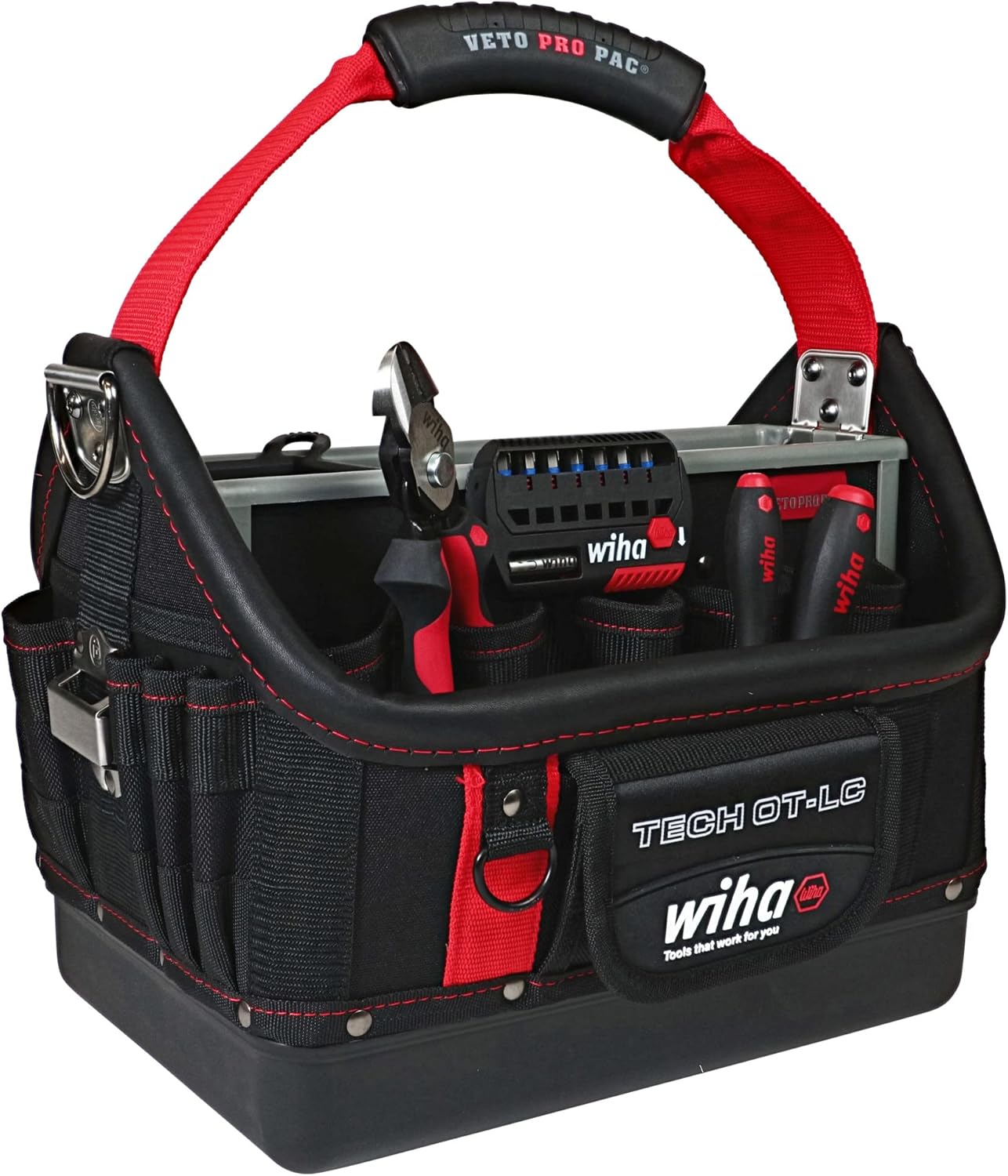 Wiha 91239 11 Piece Veto RedStripe TECH OT-LC Open Tote Tool Kit