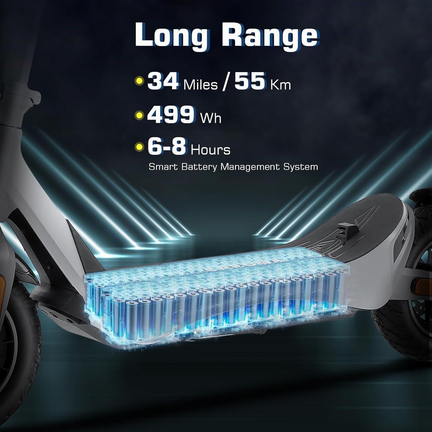 Caroma Electric Scooter, Peak 850W Powerful Motor, 30 Miles Long Range and 36 MPH Top Speed, Turn Signal & Cruise Control, Folding Electric Scooter Adults with Wide Pneumatic Wheel