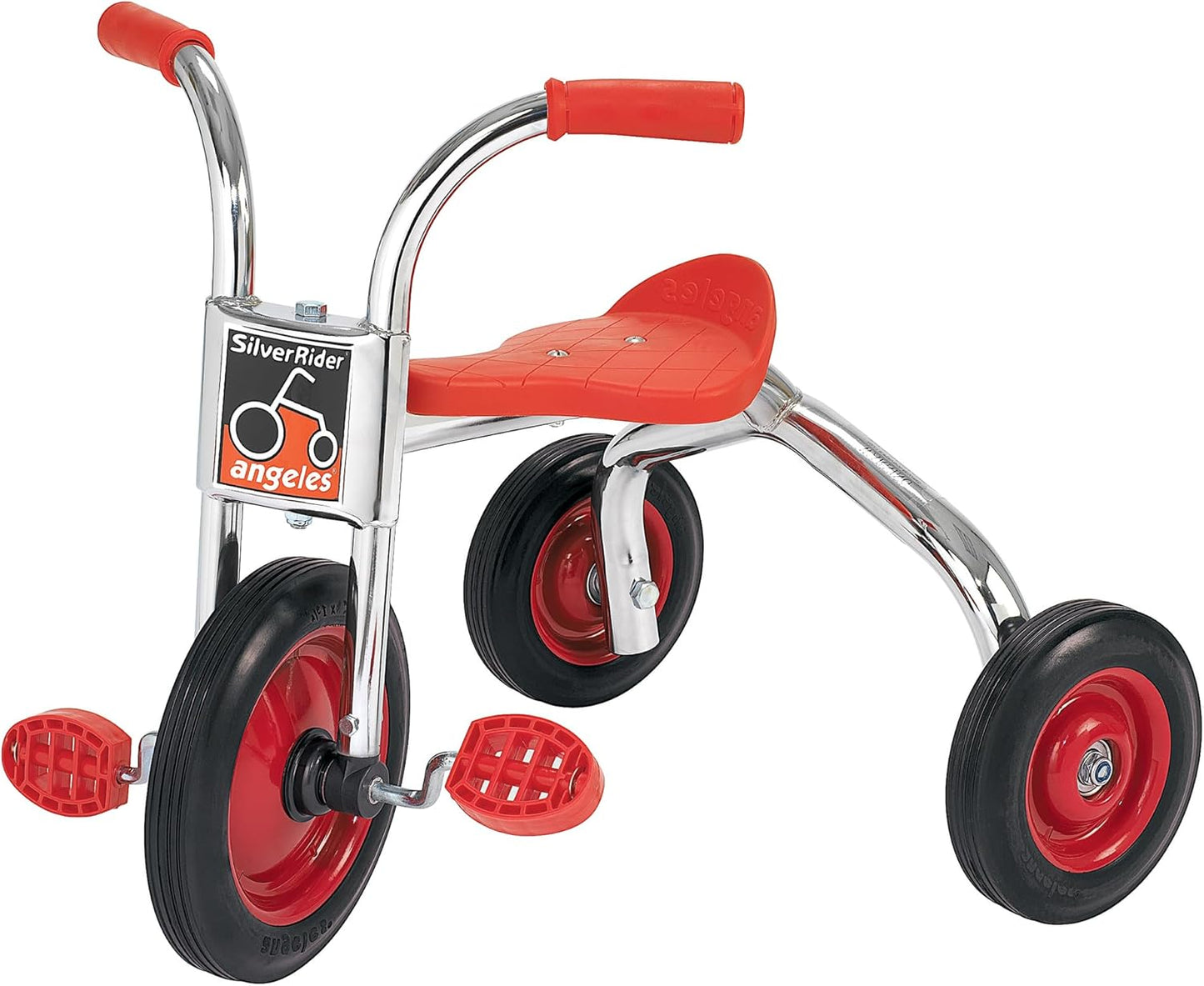 SILVERRIDER Toddler Trike, Kids Tricycle for Preschool, Daycare, Playground Kids Tricycles, Rubber Tires, Silver/Black, 12" Trike