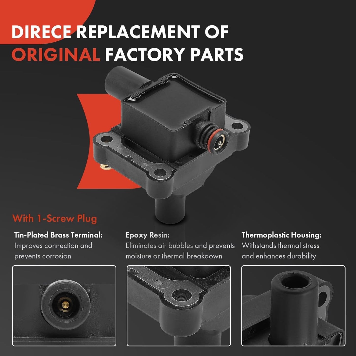 A-Premium 3 Ignition Coil with 3 Spark Plug Wire and 6 Iridium Spark Plug Compatible with Mercedes-Benz C280 1994-1996, C36 AMG 1995-1996, E320 1994-1995, S320/SL320 1994-1996, 300CE/300E/300TE 1993