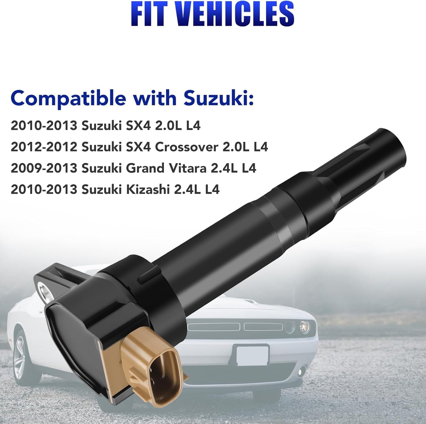 Set of 4 Ignition Coil Pack and Spark Plugs Fits for 2010 2011 2012 2013 Suzuki SX4 SX 4 Grand Vitara Kizashi Coils Spark Plugs Replaces# UF634 5C1789