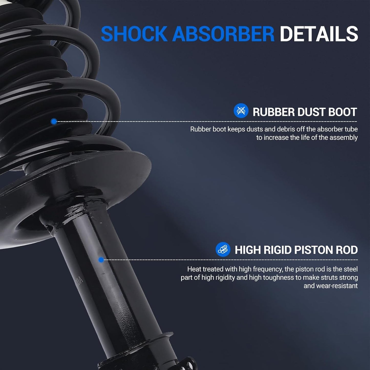 Autoround pair 171592 Front Complete Shock Absorber Compatible with Chrysler PT Cruiser 2001-2010, Left & Right Struts with Coil Spring Assembly