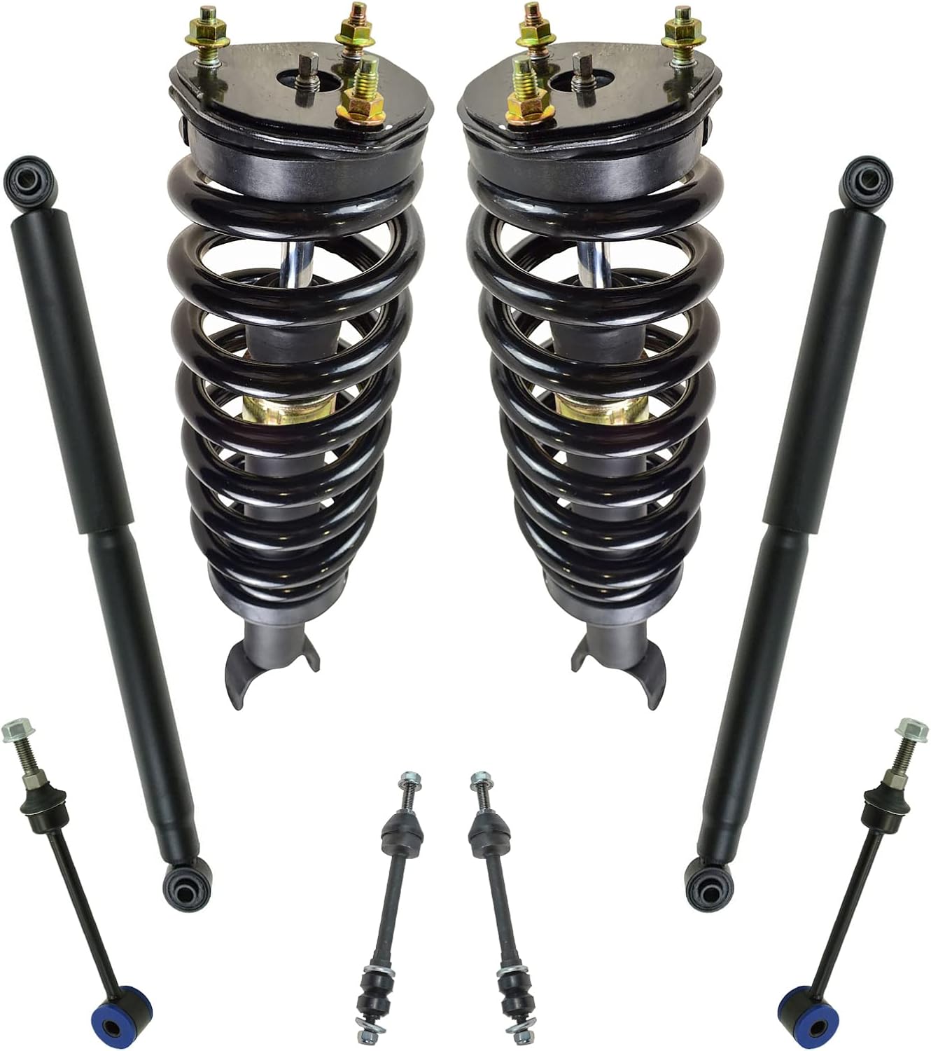 TRQ Front and Rear Suspension Kit Complete Strut & Coil Spring Assembly Shock Absorber Sway Bar Stabilizer Link Compatible with 06-13 BMW