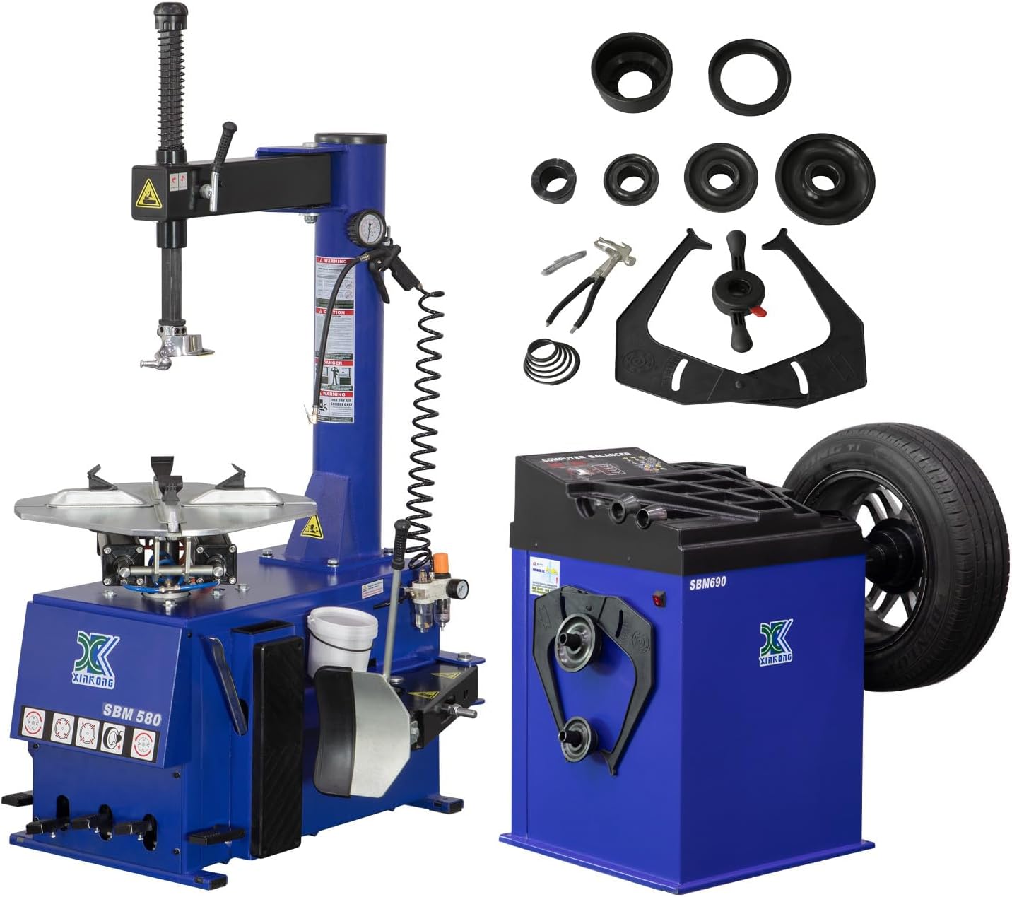 XK New Model 988 Tire Changer Tire Machine Wheel Changers Combo 690 Balancer Rim Clamp with 36 Month Part Replacements 110V