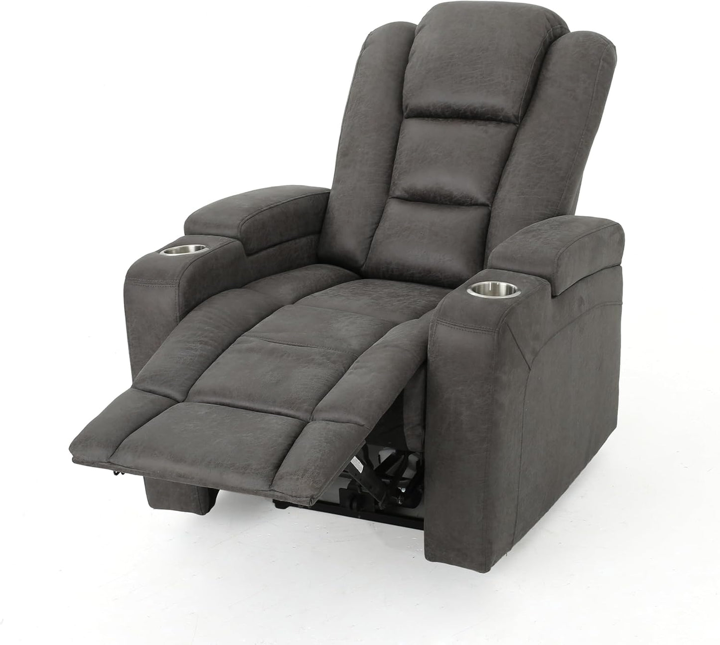 33" Wide Power Recliner Chair - Modern Recliner Chair with Arm Storage and USB, Reclining Sofa Chair for Adults, Overstuffed Cushions High Back Home Theater Seat for Living Room (Microfiber, Grey)