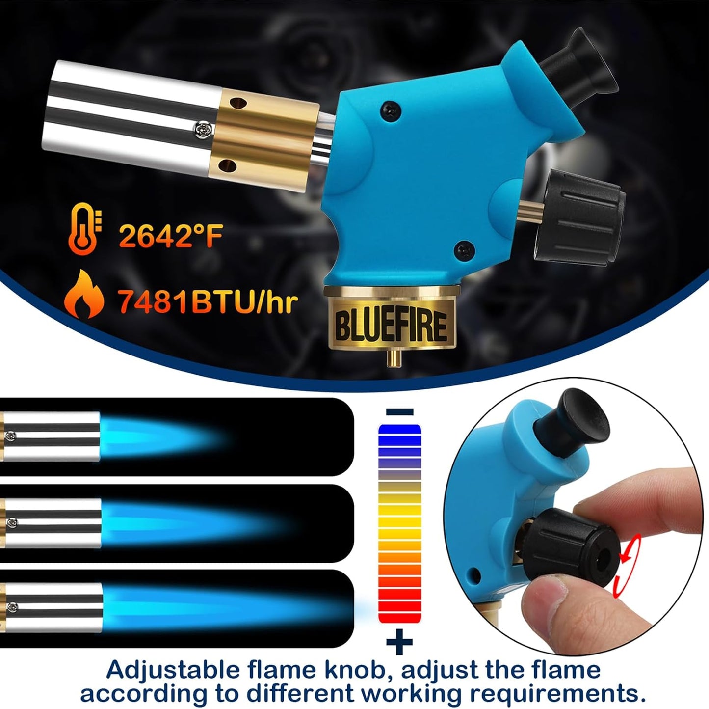 BLUEFIRE Handy Cyclone Torch Kit with Propane Cylinder Push Button Trigger Start Nozzle Head Fuel by Propane MAPP MAP PRO Gas Welding Soldering Brazing Cooking Glass Beads DIY