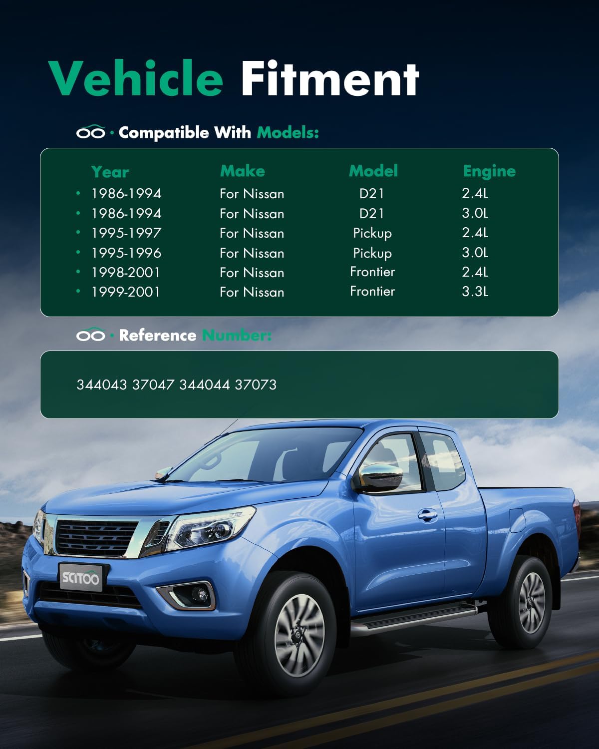 SCITOO Full Set Shocks for D21, Shocks Absorbers and Struts Fits 1986 1987 1988 1989 1990 1991 1992 1993 1994 for Nissan D21,1998-2001 for Nissan Frontier,1995 1996 1997 for Nissan Pickup