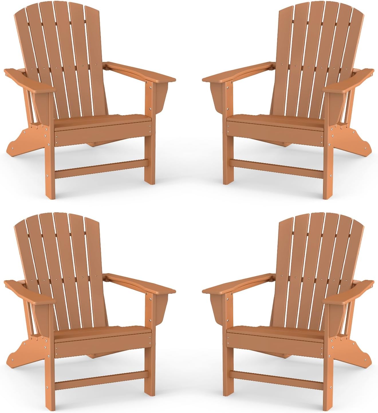 BRIOPAWS Adirondack-Chairs-Set of 4 | Fire Pit Chair | Oversized | HDPE Plastic | Weather Resistant | for Deck Outdoor Poolside Campfire | Blue