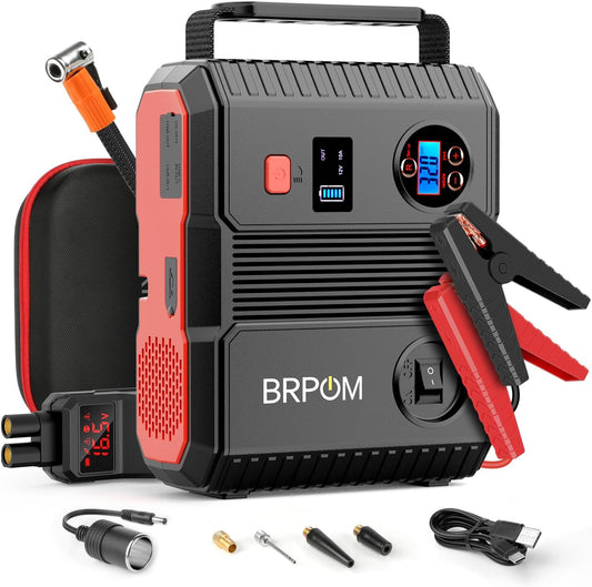 Car Jump Starter with Air Compressor, 150PSI 8000A Peak 24000mah (Up to All Gas or 8.0L Diesel Engine, 50 Times) Portable Jump Starter 12V Auto Battery Jump Pack QC 3.0 with 160W DC Out