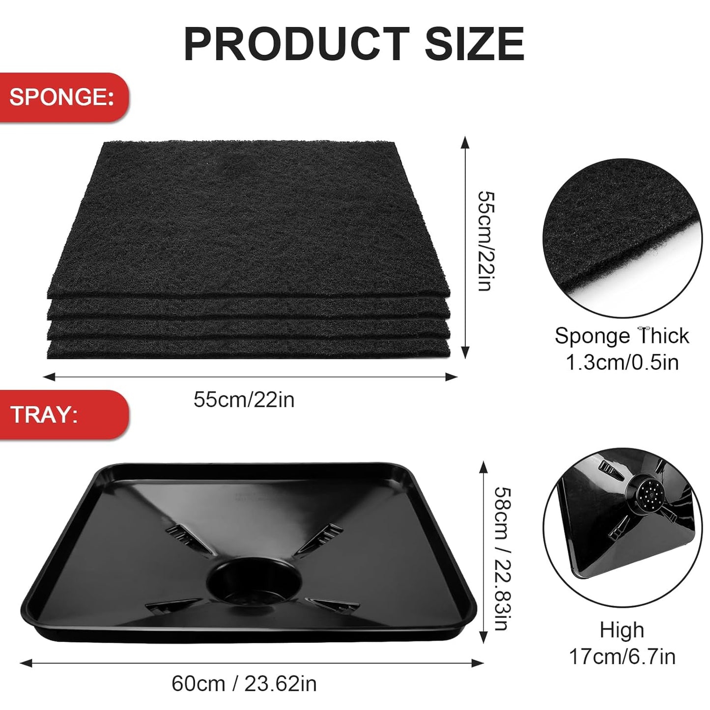 17892 Transmission Drain Pan for Lisle and 4 Pcs 22'' Oil Drain Splash Pad, 87031 87032 Large Transmission Fluid Pan Oil Drain Pan Suitable for Lisle Under Car and Most Transmission Drain Funnel