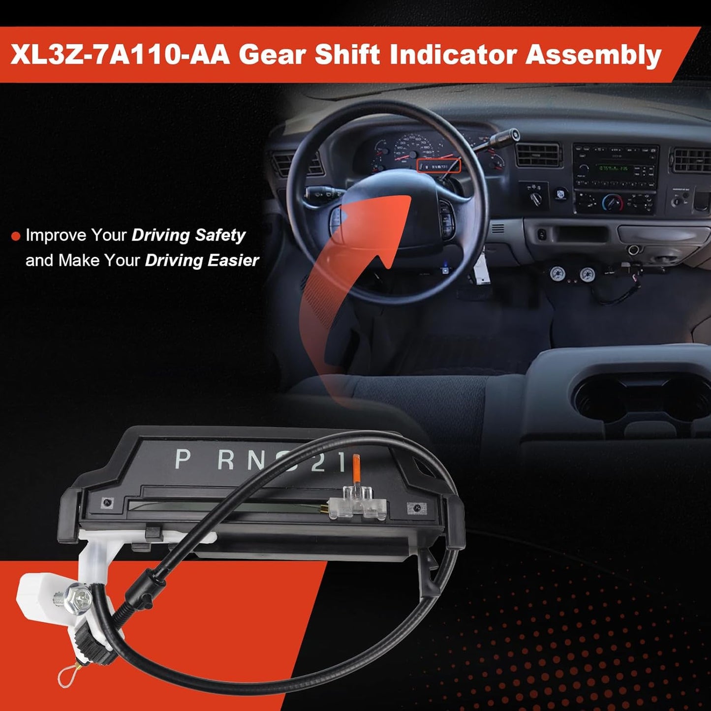 XL3Z-7A110-AA Gear Shift Indicator Cable Compatible with Ford F-250 1999 2000 2001 2002 2003 Shift Indicator Assembly