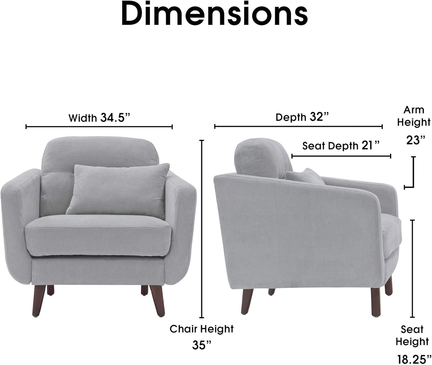 Serta Sierra Living Room Sofas Modern Design, Microfiber Upholstered Couch Ideal for Smaller Spaces Arm Chair Smoke Gray