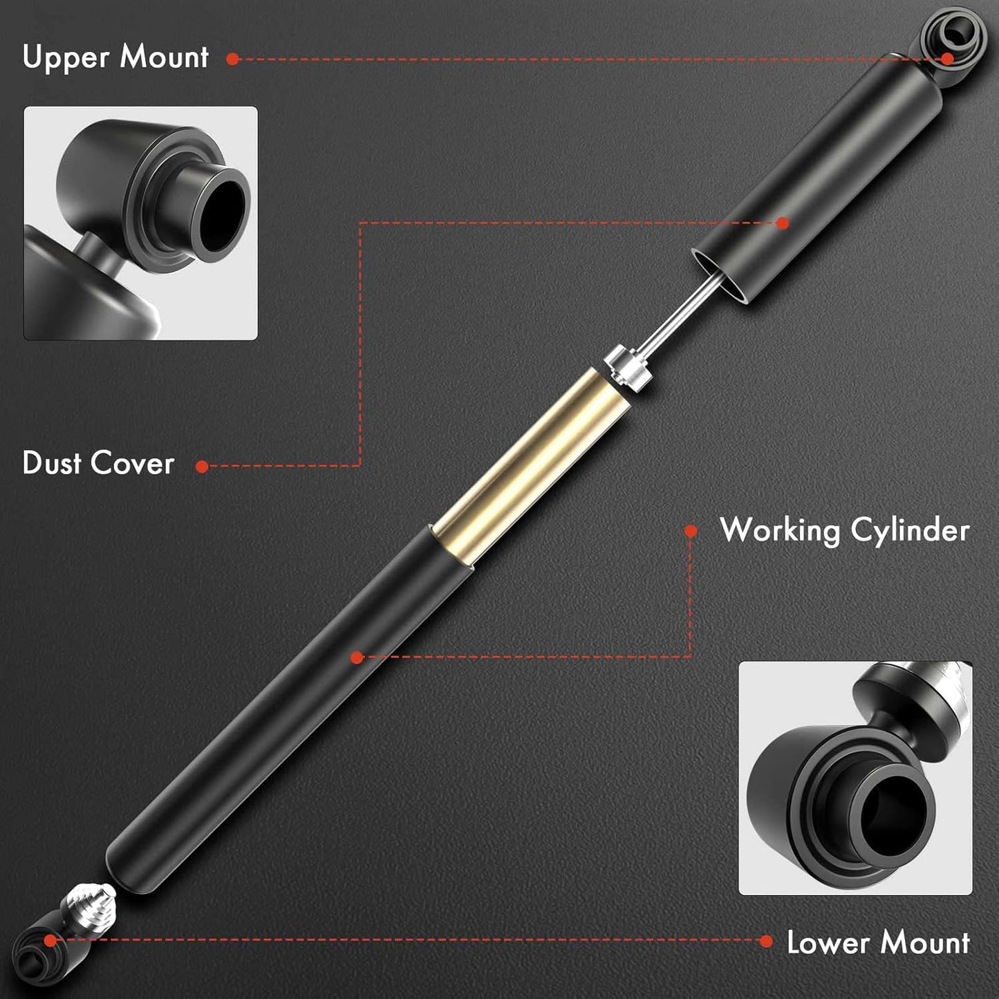 A-Premium Front and Rear Shock Absorbers Struts Compatible with Ford Ranger 1998-2011 & Mazda B3000 1998-2007, B4000 1998-2009 - [4WD or RWD with Torsion Bar Front Suspension]