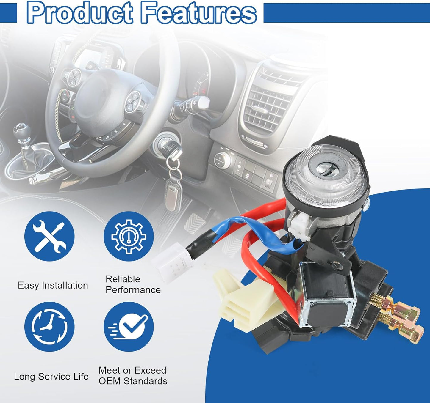 81910-M7110 Ignition Lock Switch Assembly Compatible with 2019-2021 KIA Forte 2021-2023 Seltos 2020-2022 Soul Ignition Lock Housing Cylinder Replace#81910M7110 81900-M7E00, 81905-M7140