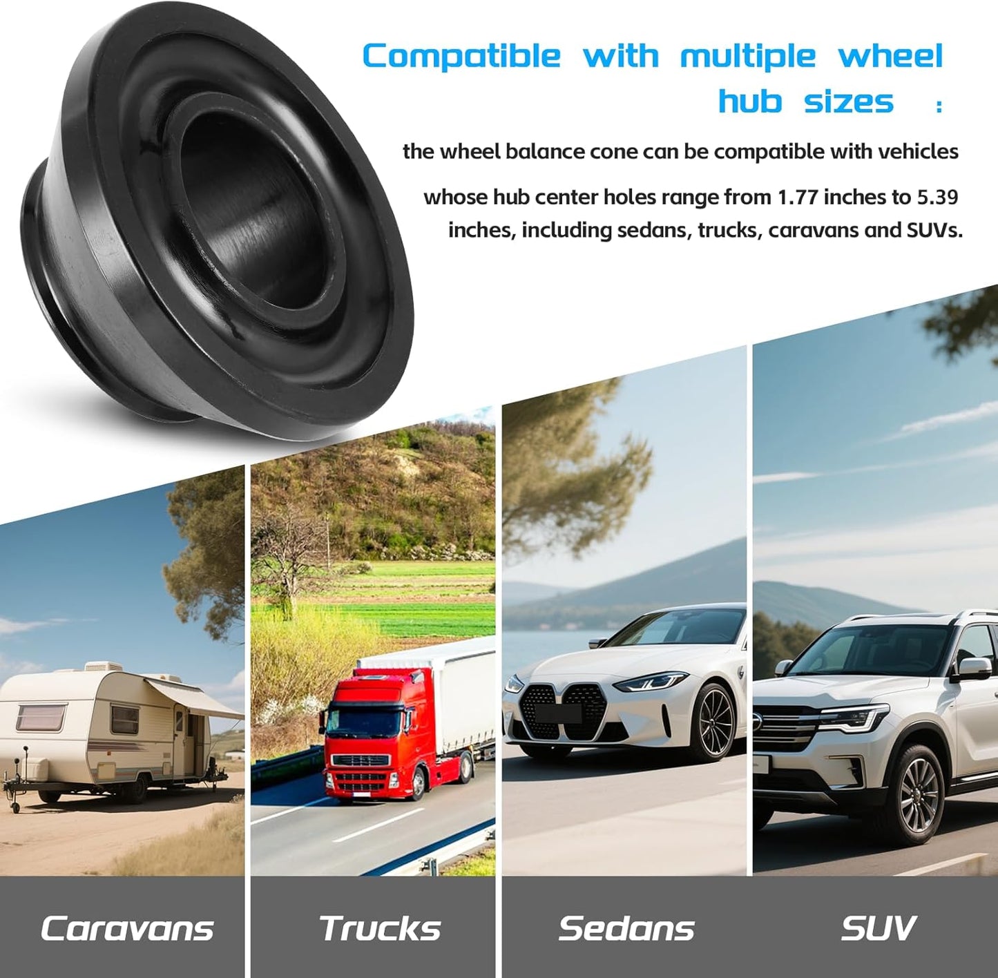 Wheel Balancer Cone 40mm 4pcs Tire Balancing Machine Cones Set Hub Centric Adapter for Tire Balancing Machines, Universal Fit for Cars/SUVs/Trucks(40mm/1.57in)