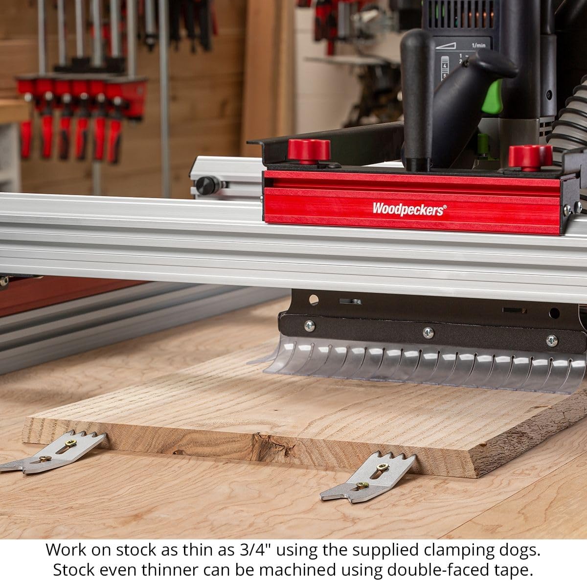 Woodpeckers Slab Flattening Mill Pro, Extended, 48"x134" Capacity, USA Made Wood Slab Leveling Jig, Integrated Dust Collection, Router Sled, Rails, Clamping Dogs