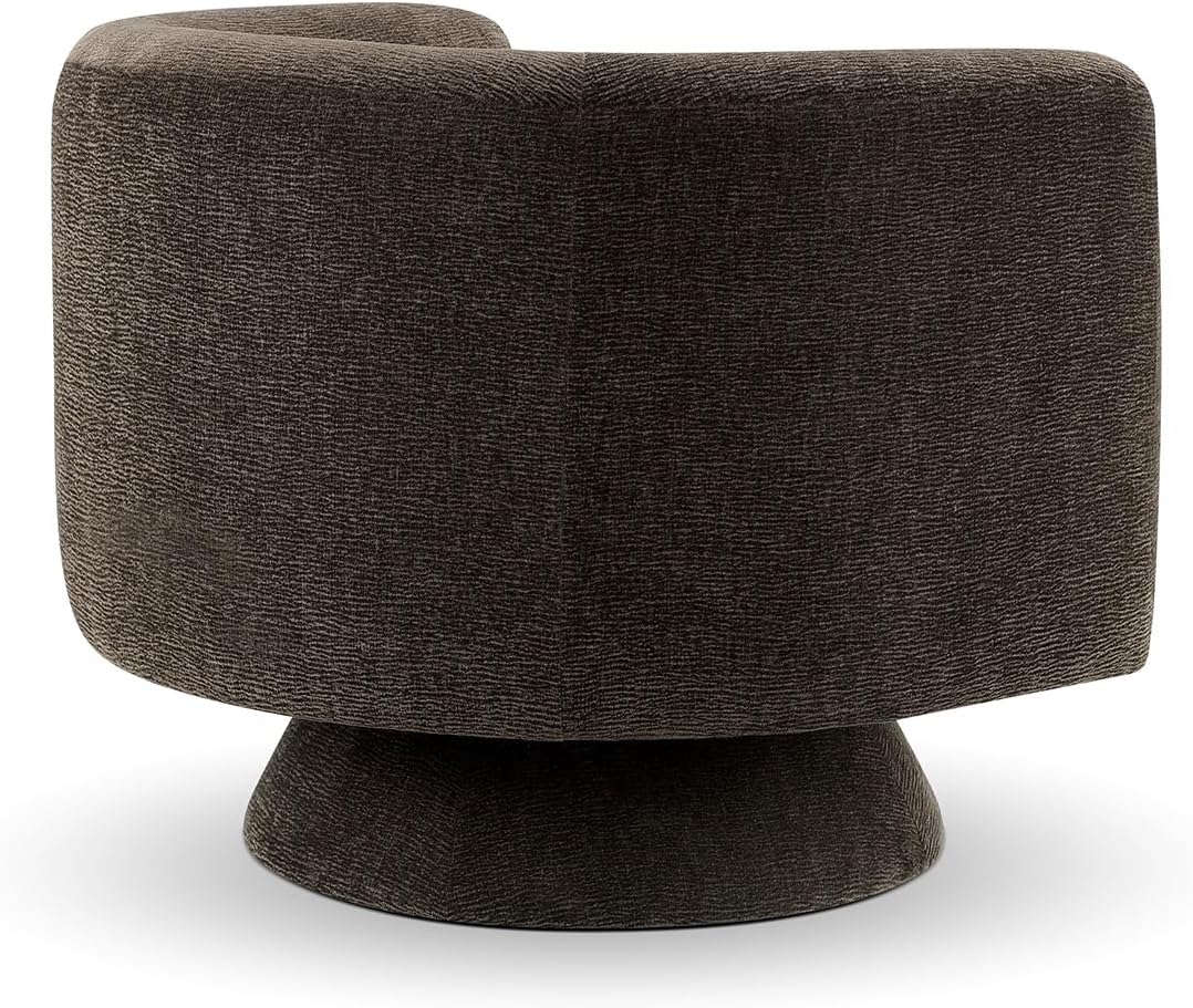 CHERS Swivel Accent Chair, Mid Century Modern Round Barrel Chairs, Upholstered Velvet Fabric Home Sofa Living Room with Solid Wood Base, Single Sofa Lounge Chair, Espresso