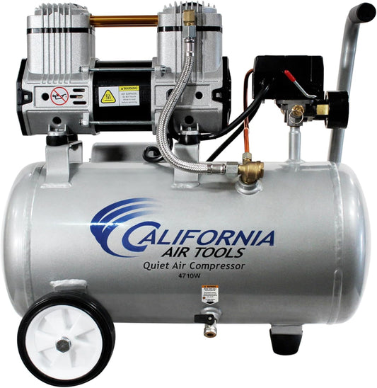 California Air Tools CAT-4710W 1.0 HP Quiet, Oil-Free Air Compressor with Wheels, 4.7 Gallon Tank Capacity, 75 dB Noise Level, Lightweight, Electric, Portable, for Home and Garage