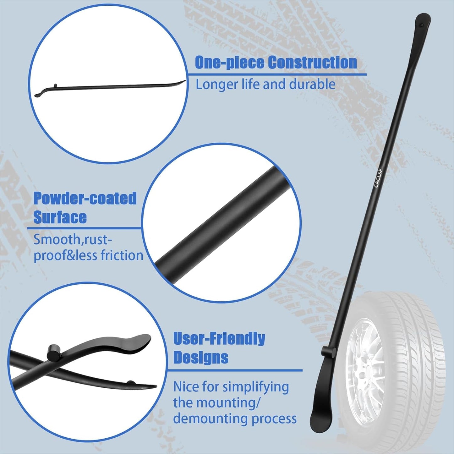2PCS Tire Iron Bar Set - 34645 Tire Mounting & Demounting Tools for Tubeless Tires | Heavy Duty Tire Spoon, Tire Tools for Changing Tires | Fits Auto, Truck (38 in, 3/4 in, Black)