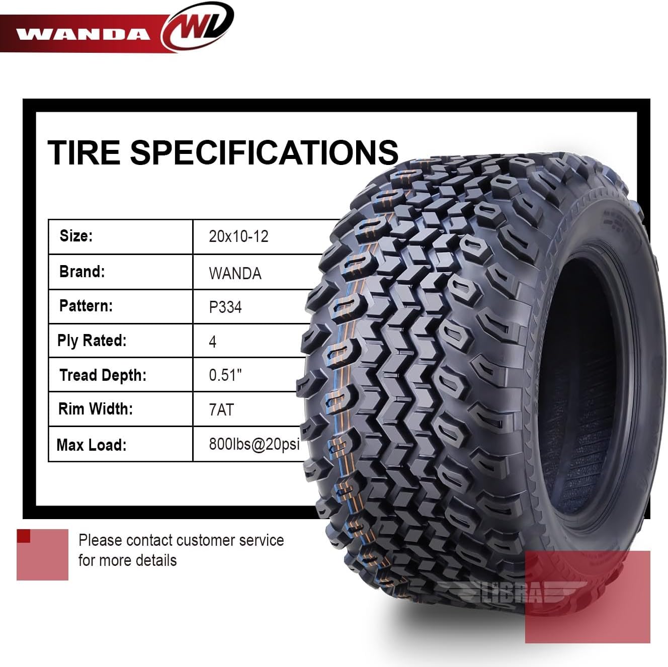WANDA 23X10.5-12 Golf Cart ATV Tires 4 Ply 23x10.5x12 -Set 4-10143