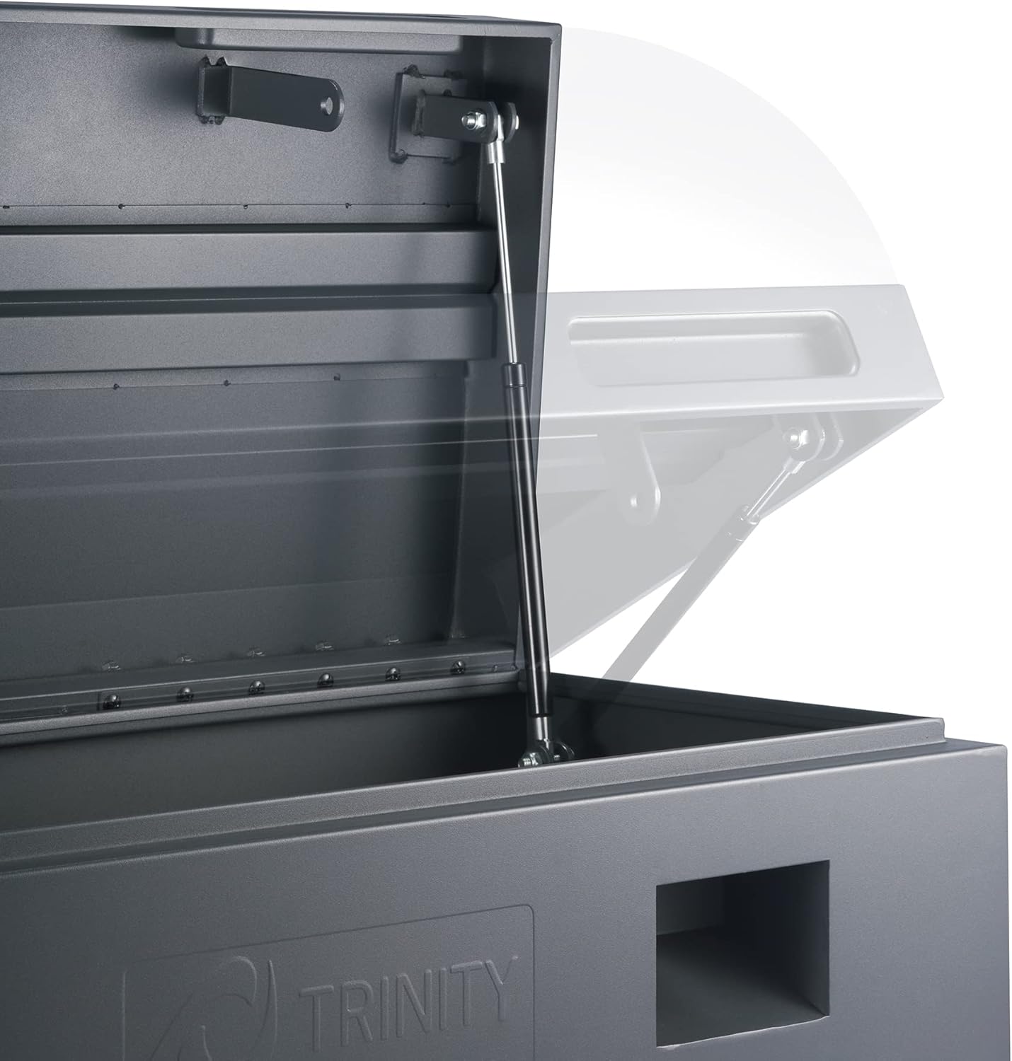 TRINITY Reinforced Steel Job Site Storage Box for Construction, Garages, Power Tools, Powder Coated Finish, 45 Inches, Gray