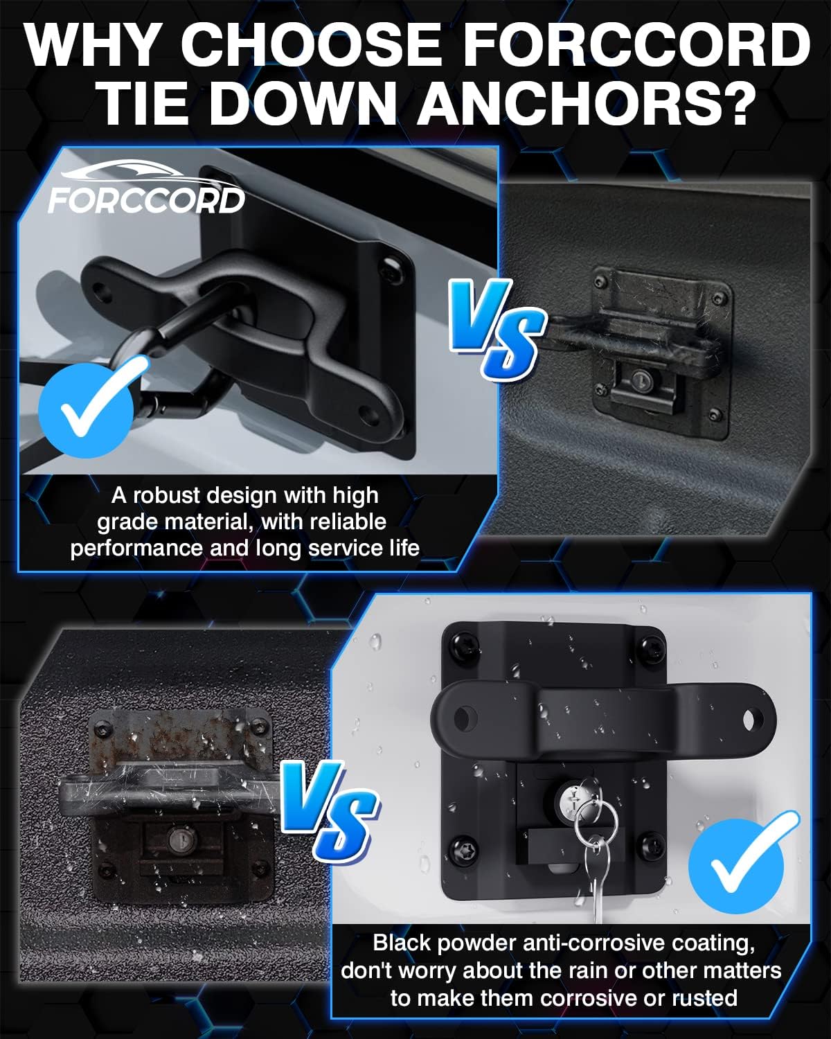 Tie Down Anchors Fit for Ford F150 F250 F350 & Raptor 2026 2025-2015 (Include Lightning) Truck Trailer Tie Down Anchors Car Accessories Replace# FL3Z-99000A64-B Bed Tie Downs for Truck-4 Pack