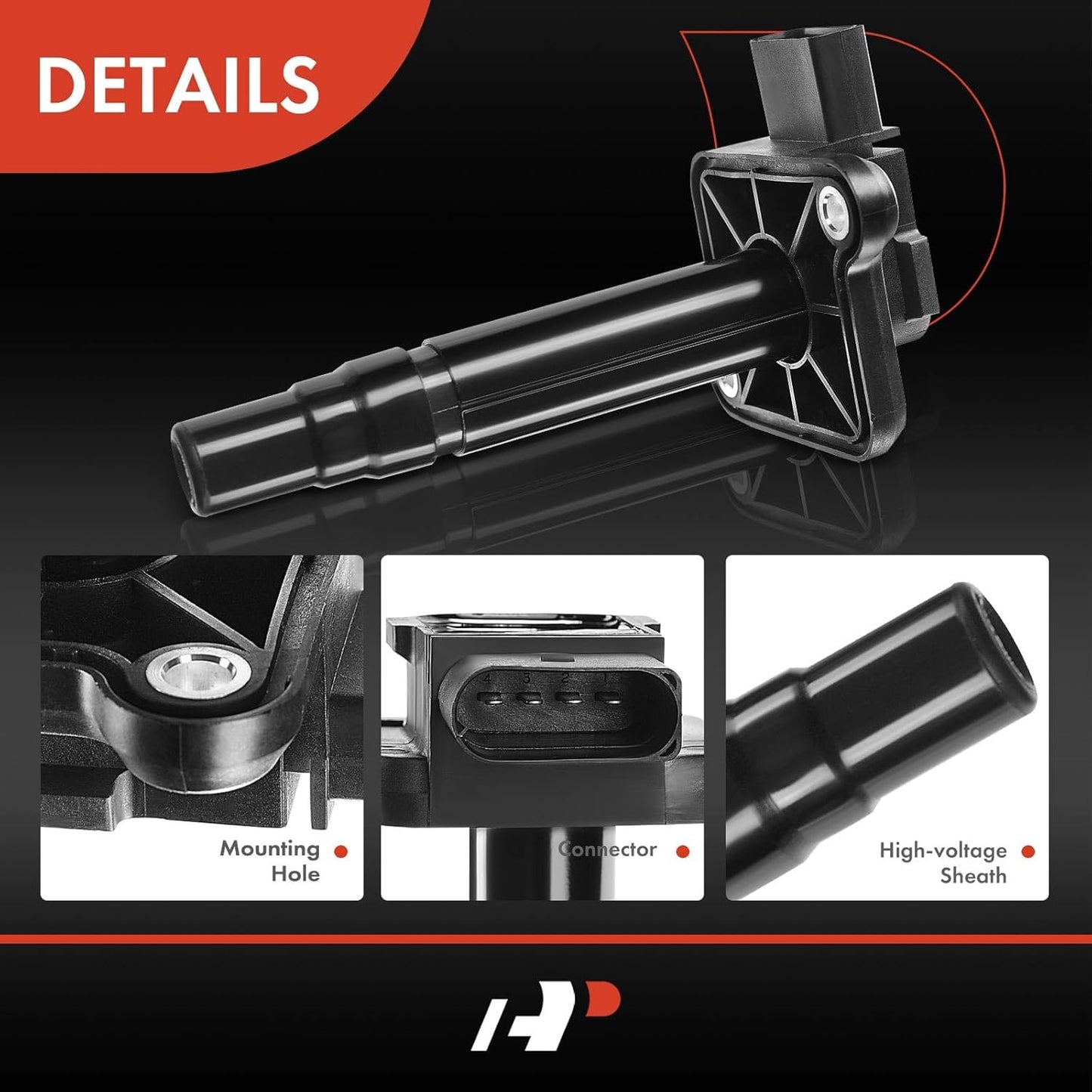 A-Premium Engine Ignition Coil Pack Compatible with Audi A6 A8 Quattro RS6 S6 S8 TT Quattro & Volkswagen Jetta, Passat, Golf, Beetle, Sharan, Replace# 06B905115B, 06B905115E, UF-274, 4-PC Set