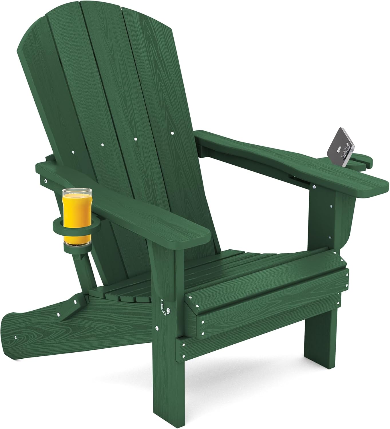 SERWALL Adirondack Chair with Cup Holders - Composite Adirondack Chairs Set of 8 HDPE Outdoor Chairs All Weather Use- Brown