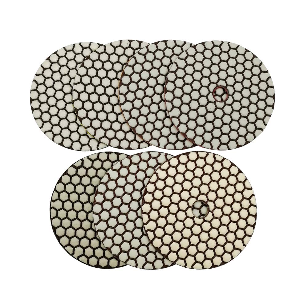 SHDIATOOL 5 Inch Dry Diamond polishing Pads Grit 50 for Granite Marble Quartz(7-Pack)