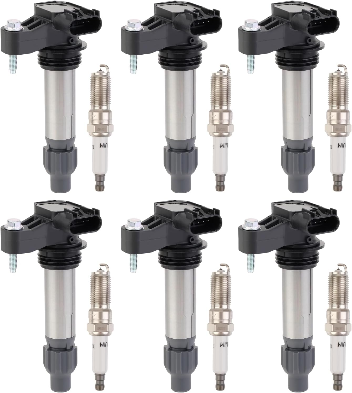 Set of 6 Ignition Coils Pack UF569 and Iridium Spark Plug 90117 compatible with GMC Acadia Canyon Terrain Chevy Caprice Colorado Equinox Malibu Cadillac ATS CTS Buick Pontiac Saturn Suzuki
