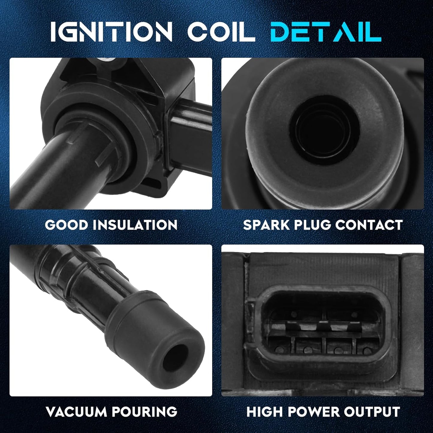 Set of 4 Ignition Coil Pack 3.5L Compatible with 2001-2005 Honda Civic 1.7L Acura MDX 3.5L, 2003-2005 Pilot, 2006-2008 Ridgeline Replace UF400 5c1451