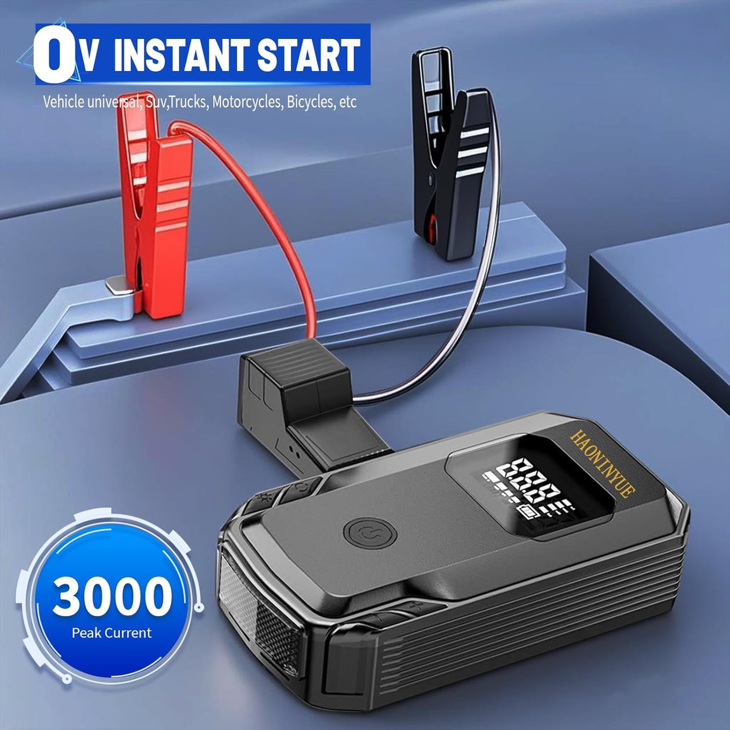 3000A 150PSI Jump Starter with Air Compressor, 12V Portable Jump Box (8.5L Gas/6.5L Diesel), Jump Pack with LED Light, Power bank, Battery jumper starter portable, Storage Case Included