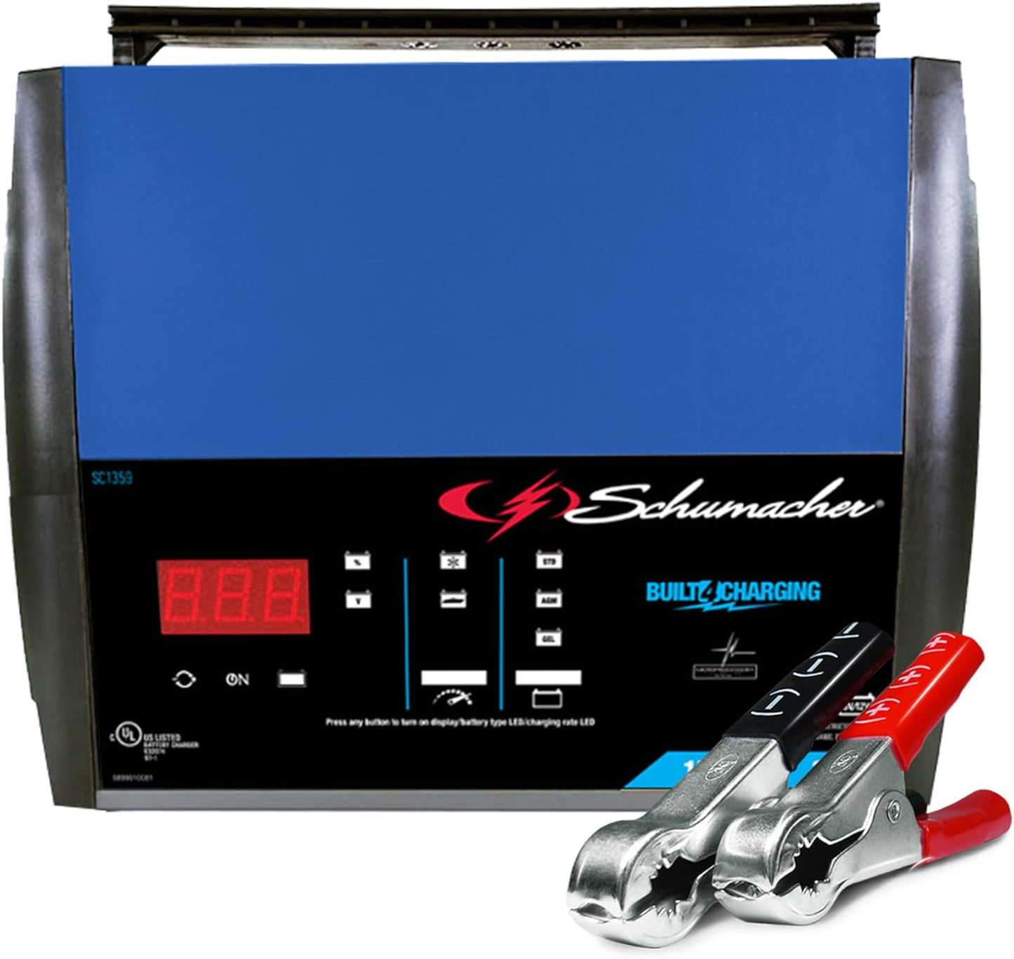 Schumacher Electric Rapid Battery Charger and Maintainer, SC1359, 4-in-1, Fully Automatic, Battery Tester, 15 Amps, 6 Volt, 12 Volt, for Car, SUV, Truck, and Marine Batteries