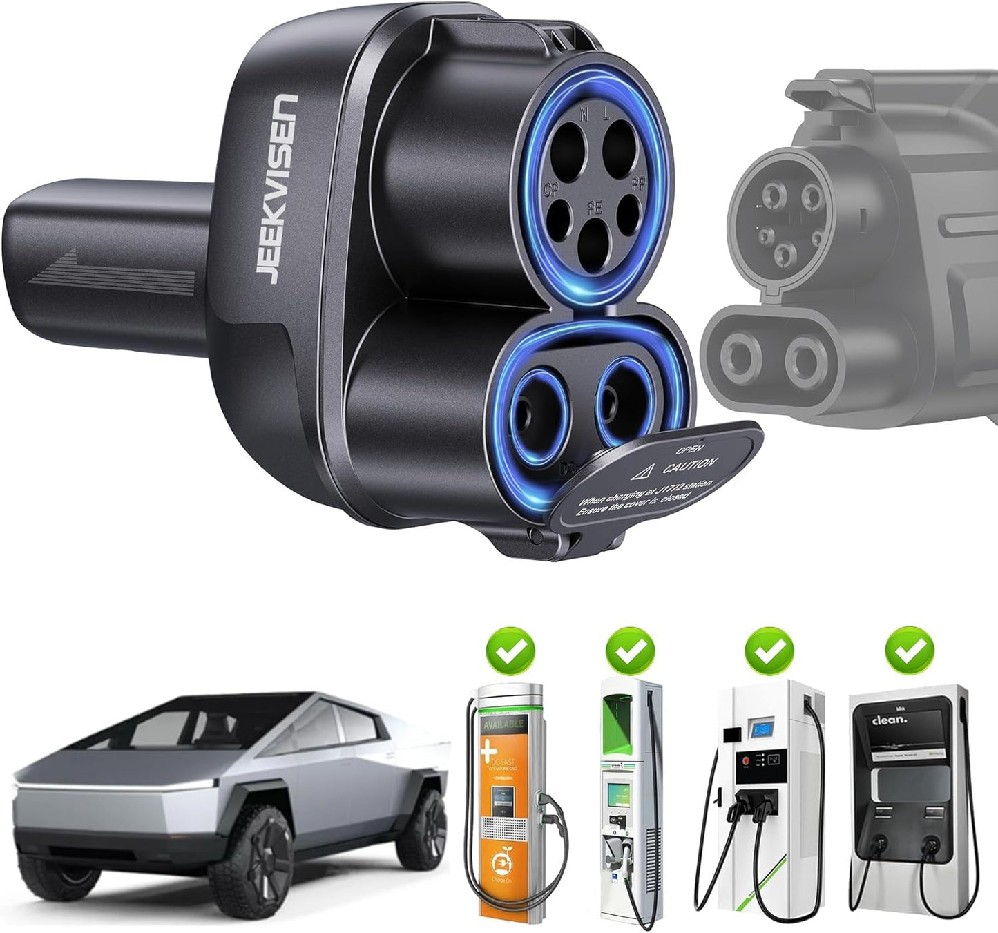 CCS & J1772 to Tesla (NACS) Adapter,250KW Fast Charging for Tesla Model 3/Y/S/X/Cybertruck, Compatible with CCS1 DC & J1772 AC Stations, Supports Level 1/2/3 Chargers