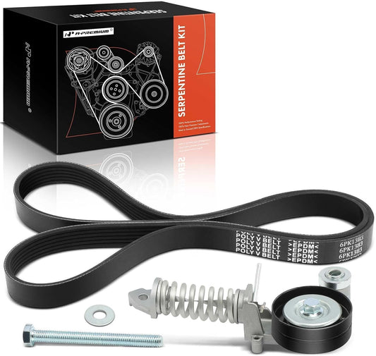 A-Premium Engine Serpentine Belt Drive Kit with Tensioner & Bolt Compatible with Chevrolet Trax, Sonic 2013-2018 & Buick Encore 2013-2018 - DOHC Turbocharged L4 1.4L