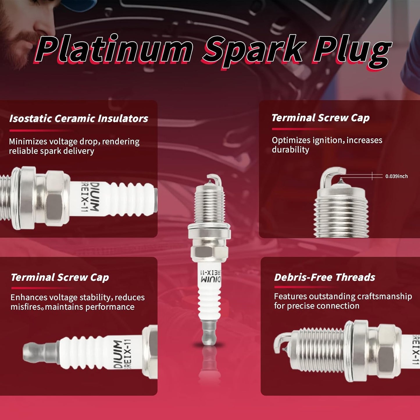 Set of 6 PCS Ignition Spark Plug Wires 671-6220 3878 RC-XX91 55803 27501-37B00 27501-37A00 & 6 Iridium Spark Plugs Set Compatible with Hyundai Tiburon Santa Fe Sonata Kia Magentis Optima 2.5L 2.7L V6