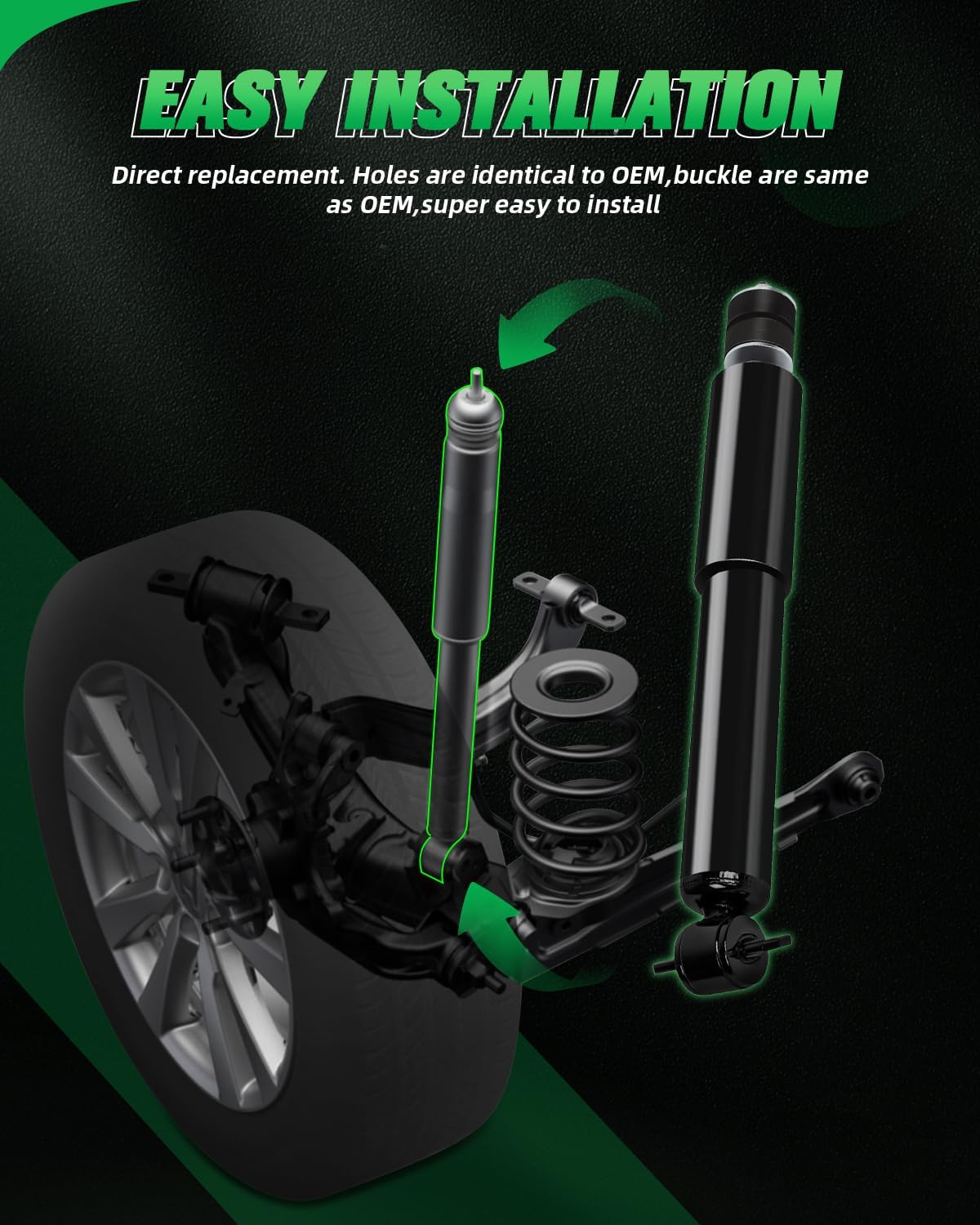 SCITOO Front and Rear Shock Absorbers Struts Compatible with 1993-2002 for Ford for Crown Victoria, 1981-2002 for Lincoln for Town Car, Replace 344424 343135 4PCS