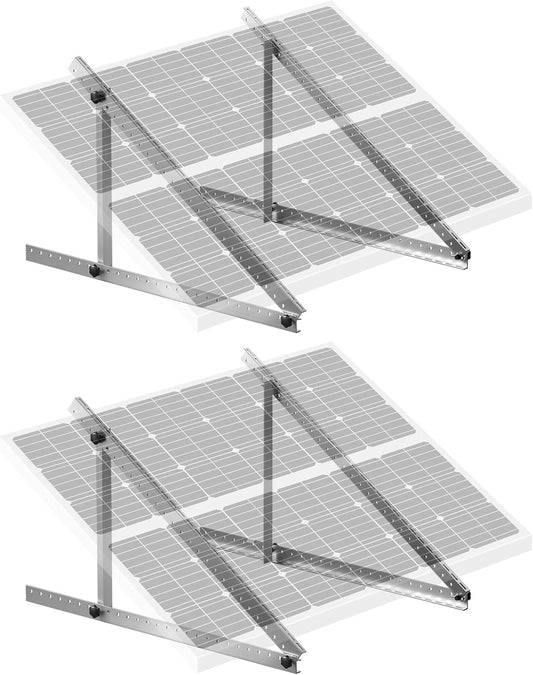 VEVOR 2 Sets Solar Panel Mounting Brackets - 45-Inch, 0 to 90 Adjustable Tilt Mounts Support 100-400W Solar Panels, Lightweight Aluminum Brackets with Folding Tilt Legs for RV, Boat, Off-Grid