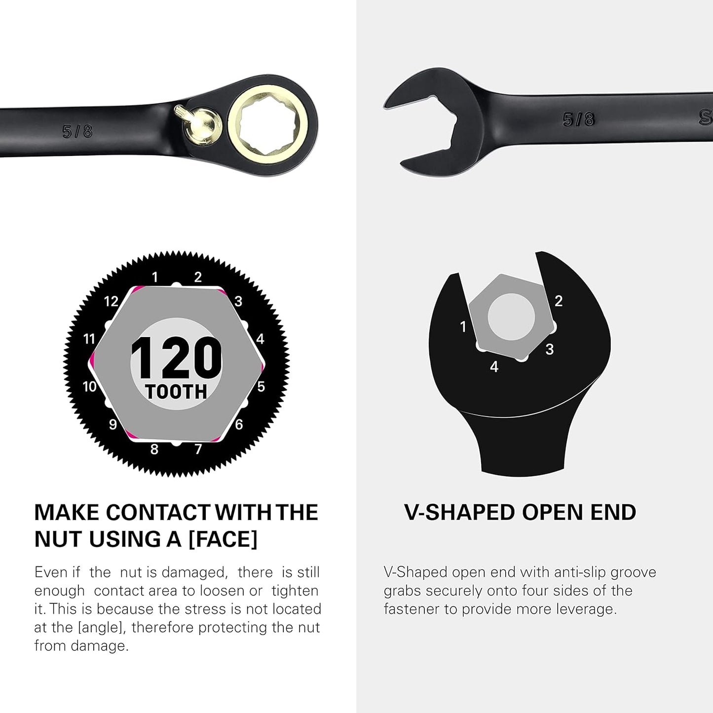 TRUE MECHANIC™ 20 Pc. 120T Reversible Ratcheting Combination Wrench Set, Long Pattern, SAE, Metric, Professional, With Portable Roll-Up Pouch Bag