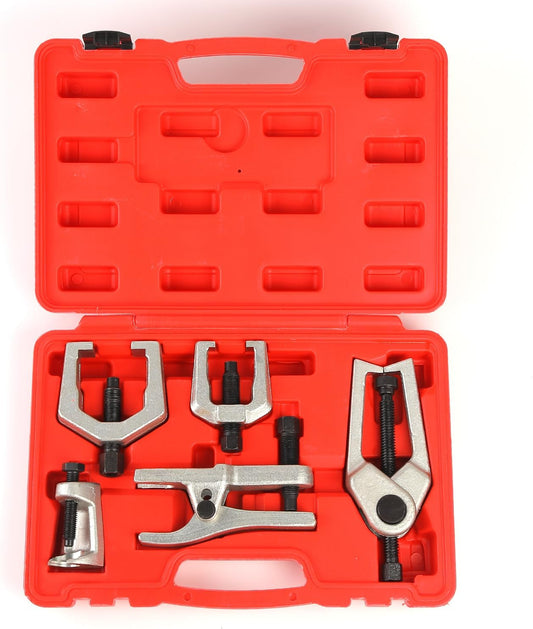 5pc Ball Joint Separator, Splitter Removal Kit, Ball Joint Removal Tool Set Pitman Arm Puller, Tie Rod End Tool Set for Front End Service(red)