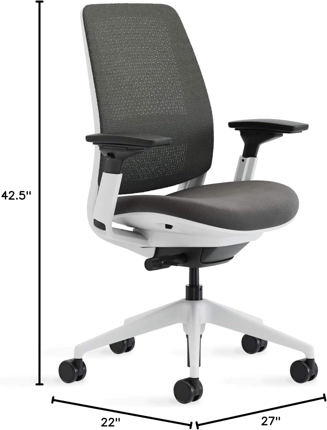 Steelcase Series 2 Office Chair - Ergonomic Work Chair with Wheels for Carpet - with Back Support, Weight-Activated Adjustment & Arm Support - Adjustable Rolling Chairs for Desk - Graphite