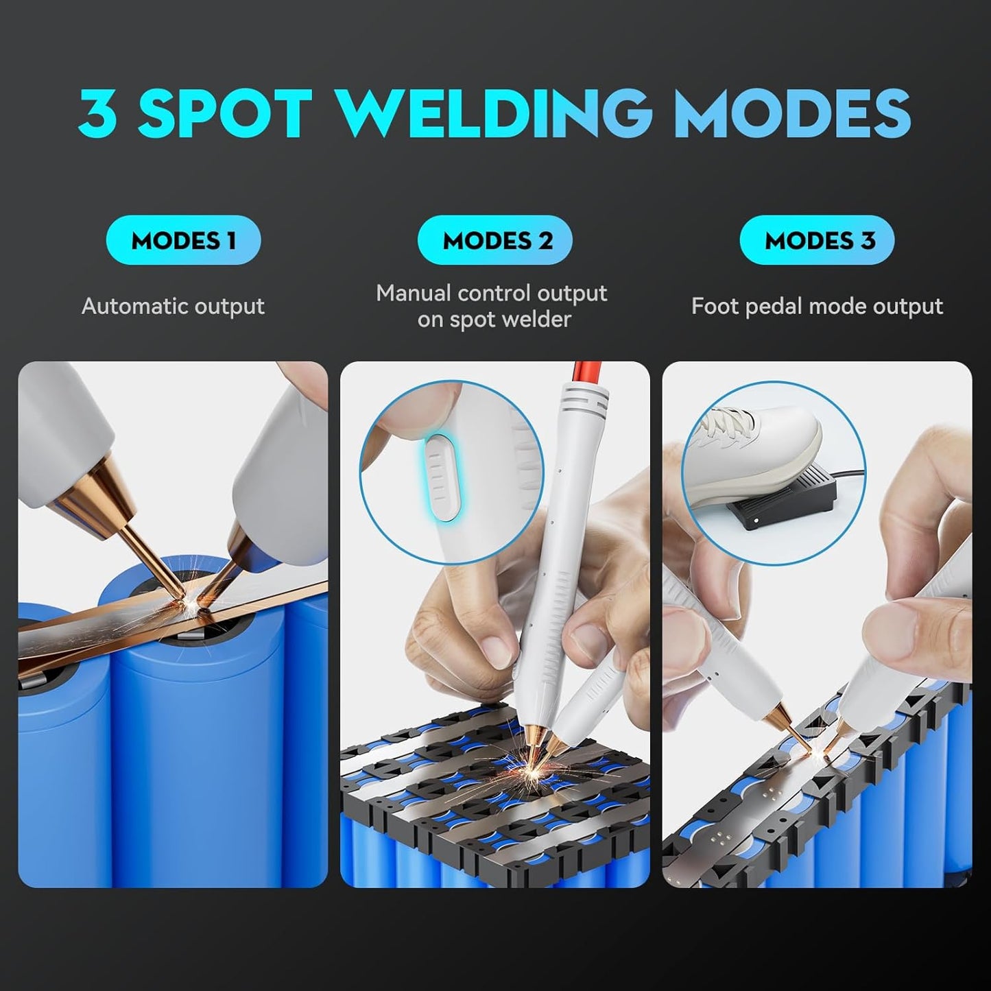 Capacitor Battery Spot Welder, AWithZ UF20B 10.5KW Spot Welder, 3-in-1 Auto & Manual & Foot Pedal Three Modes Welding Equipment for 18650/LiFePO4 Lithium Battery Pack Building with Foot Pedal